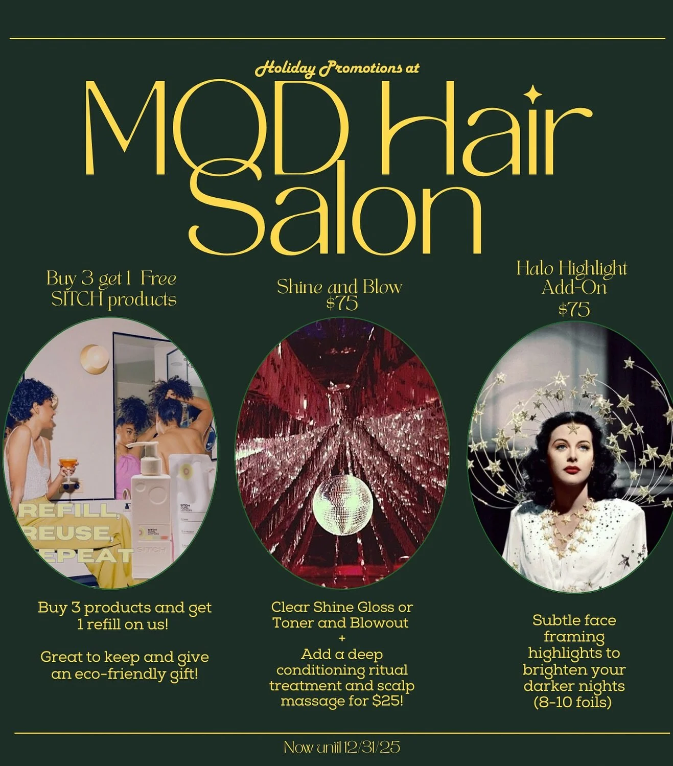 3 Holiday Promos at MOD, now until 12/31

✨SITCH Products: Now&rsquo;s the time to stock up on your favorite products and refills and give some for gifts too! Buy 3 SITCH products and get 1 refill on us ($33 value)

✨Shine and Blow: Hair feeling dull