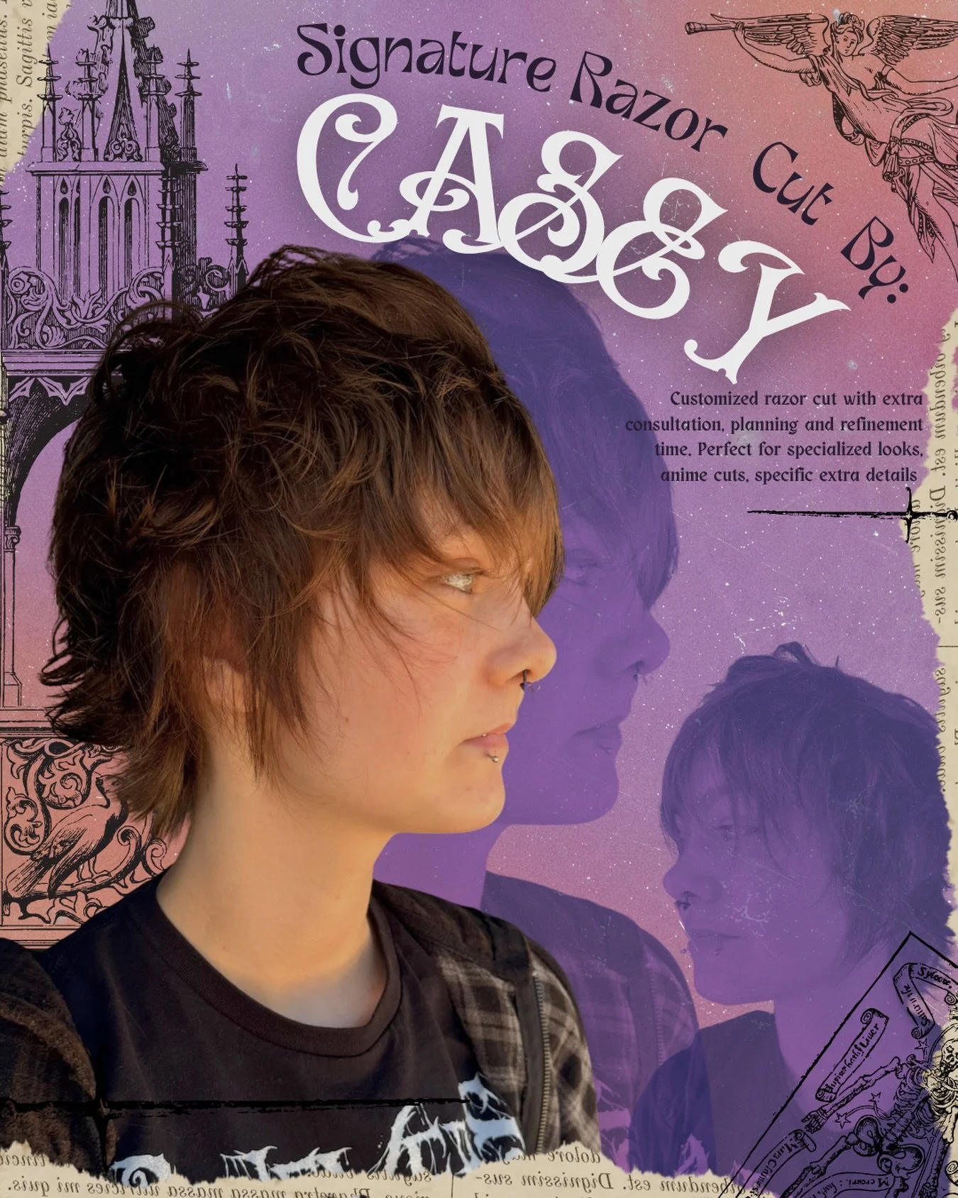 Looking for hair that features your texture AND personality? That falls into place when you wake up and stays texturized, edgy and piecey til you come back to the salon? 

Enter Razor Haircuts 🦇

Intentionally crafted pointy ends and layers that fit