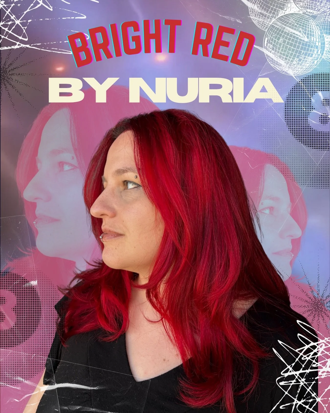 🍒 Bright Cherry Red 🍒 

The most vibrant bright cherry red hue by @nuria_does_hair 

If you&rsquo;ve been dreaming about red hair, here&rsquo;s your sign ❤️&zwj;🔥

Ready for your red era? Book with Nuria, link in bio 

Vista Salon. Edgy Salon Nort