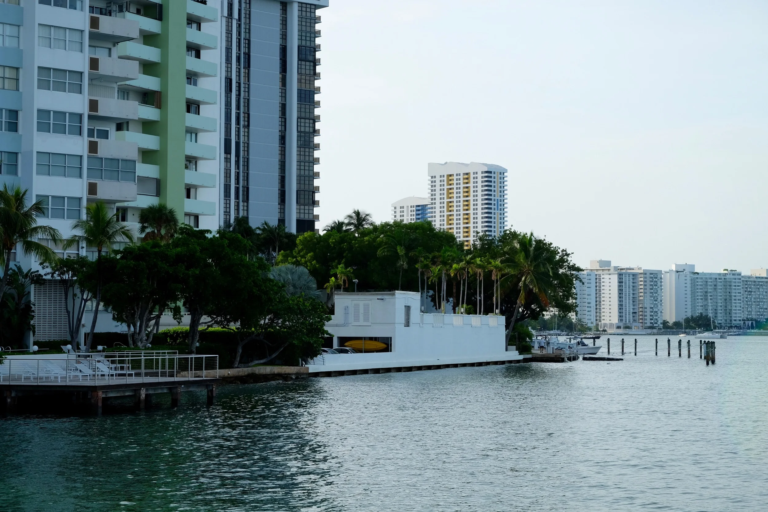 In the Venetian Islands of Miami Beach, you can see new upgraded residential docks some three feet above high tide levels, while the older dock in the background is completely submerged.