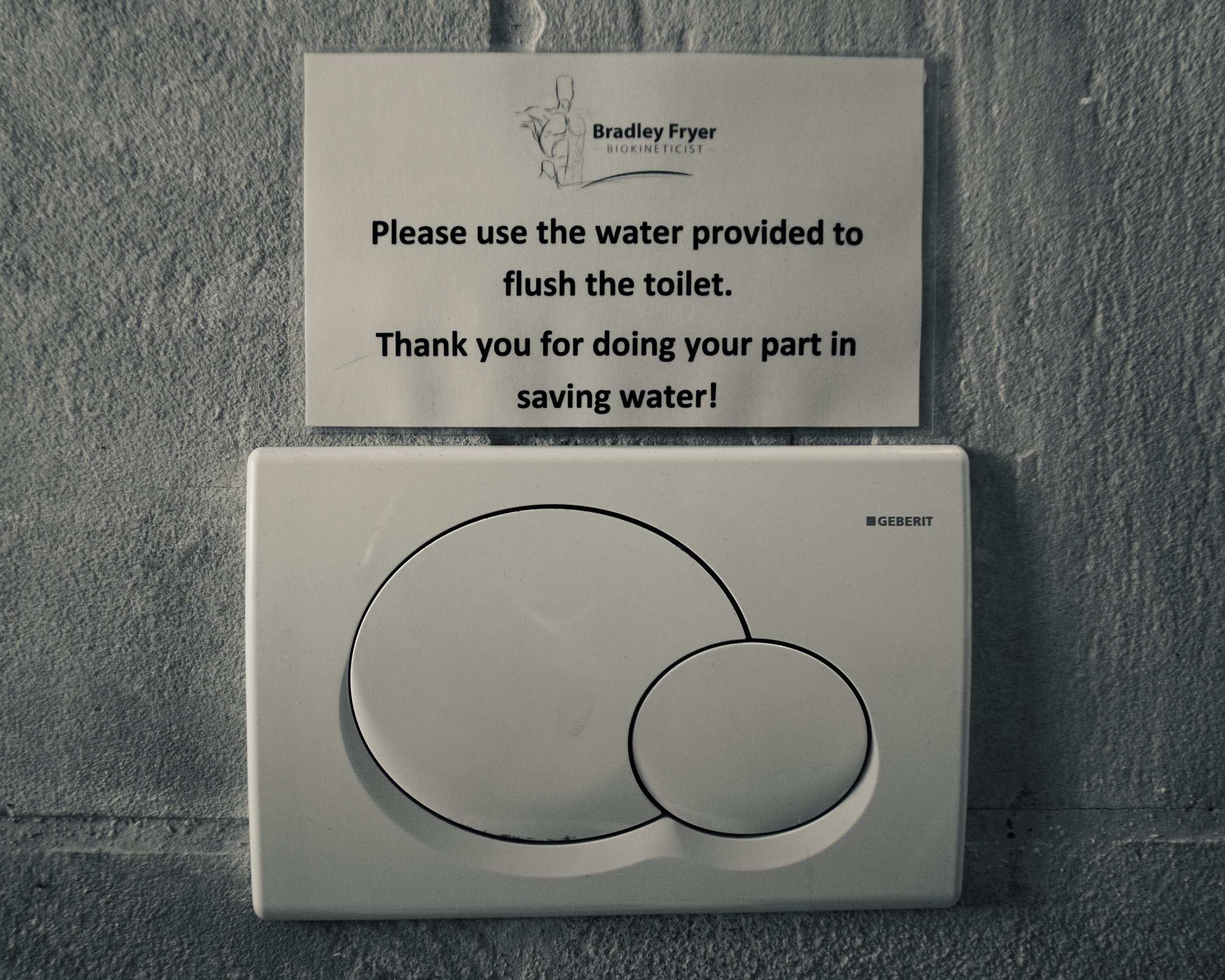 Stellenbosch: Notices in Bradley's Bathroom