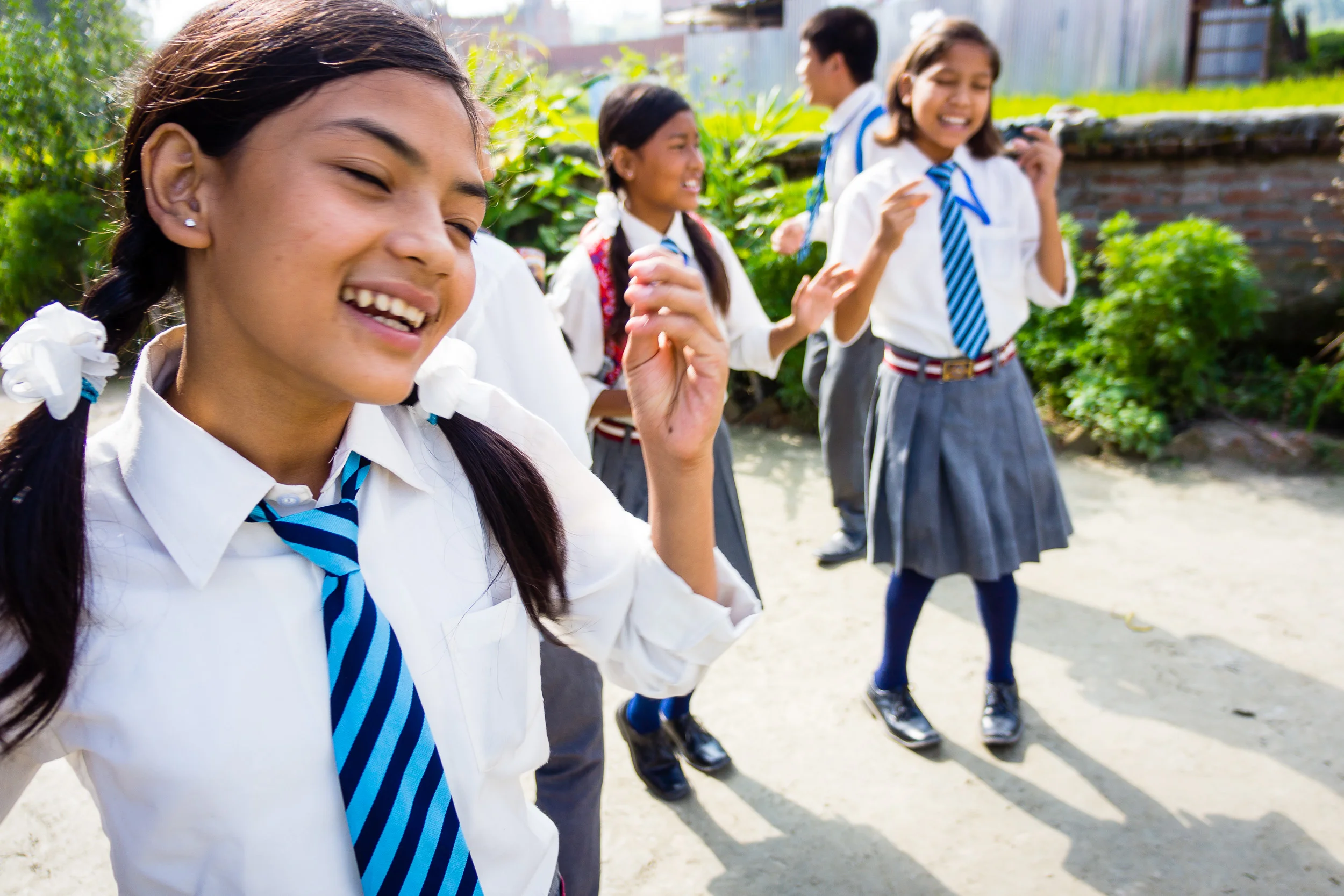 (Doing the Hokey Pokey) I have never seen kids more excited about going to school. Bhaktapur
