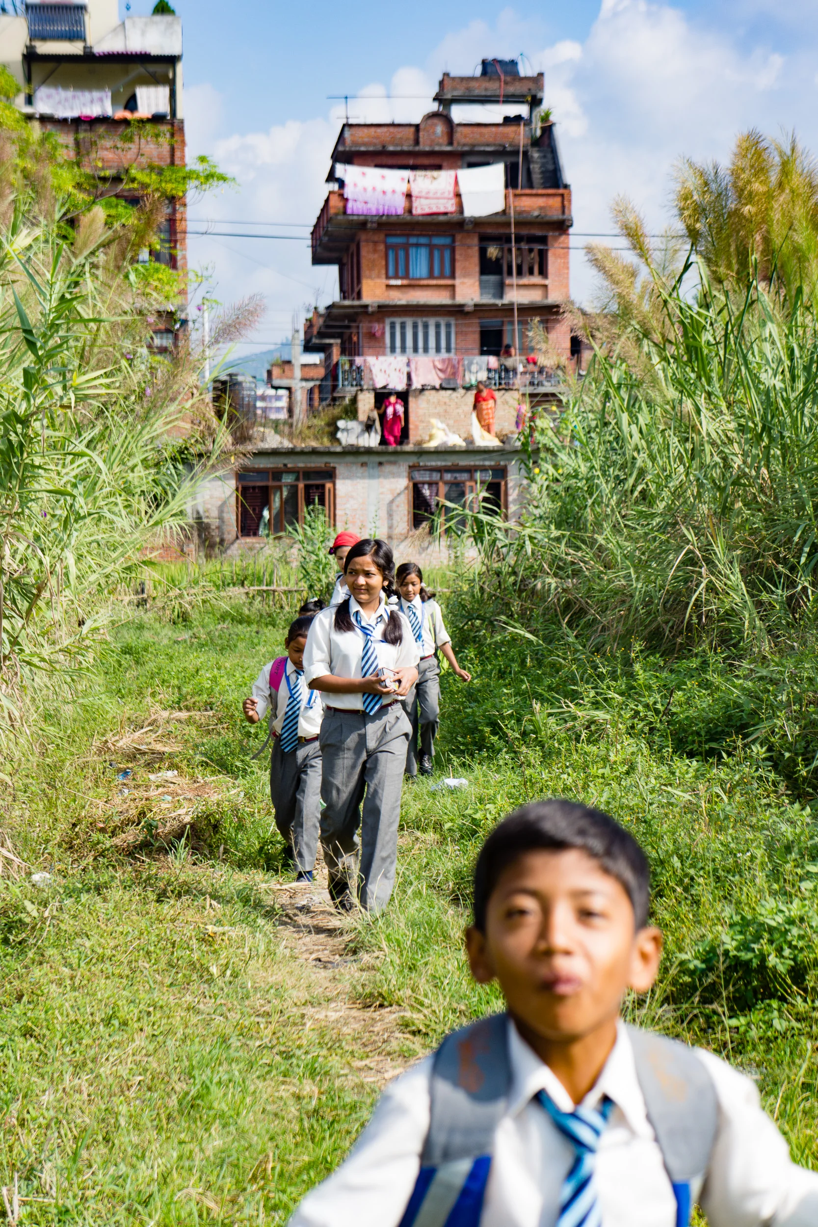 The walk to school is one of my favorite parts of the visit to the orphanage. Bhaktapur