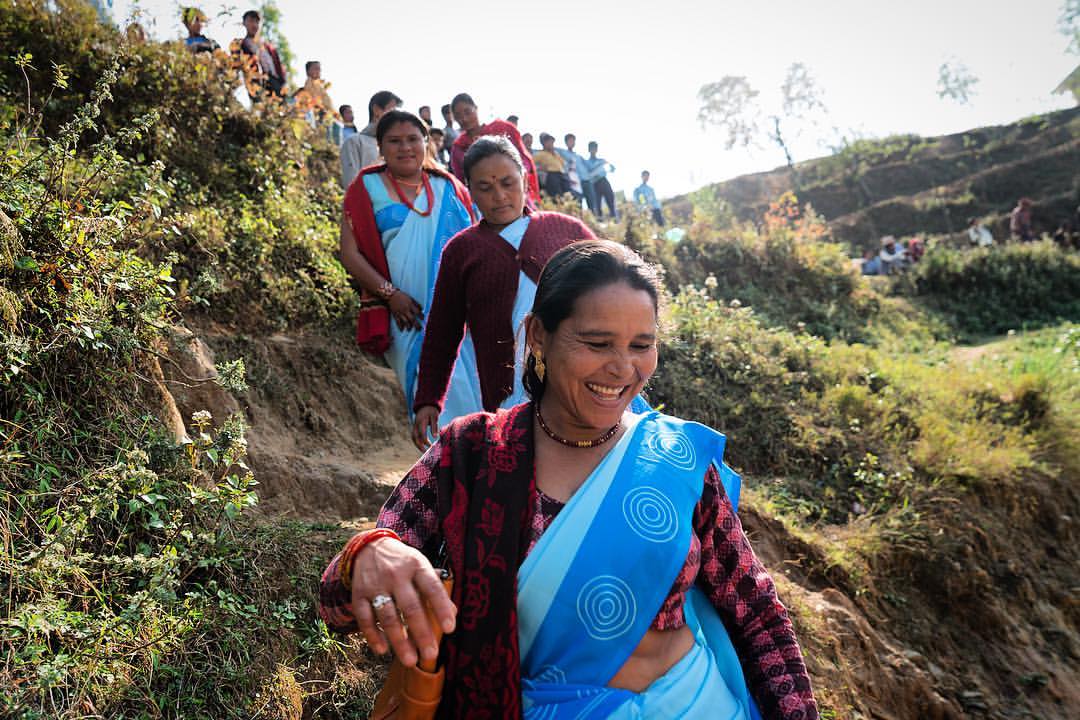 In the mountains of Nepal you are always climbing up or climbing down. I was with a group of women who are social workers for Americares . We were climbing down a very steep hill. I was in front. When I got to the bottom I offered my hand to help the woman behind me. She laughed at me. She said "we are mountain women" true that! She could probably carry me down and up that hill in sandals no less.