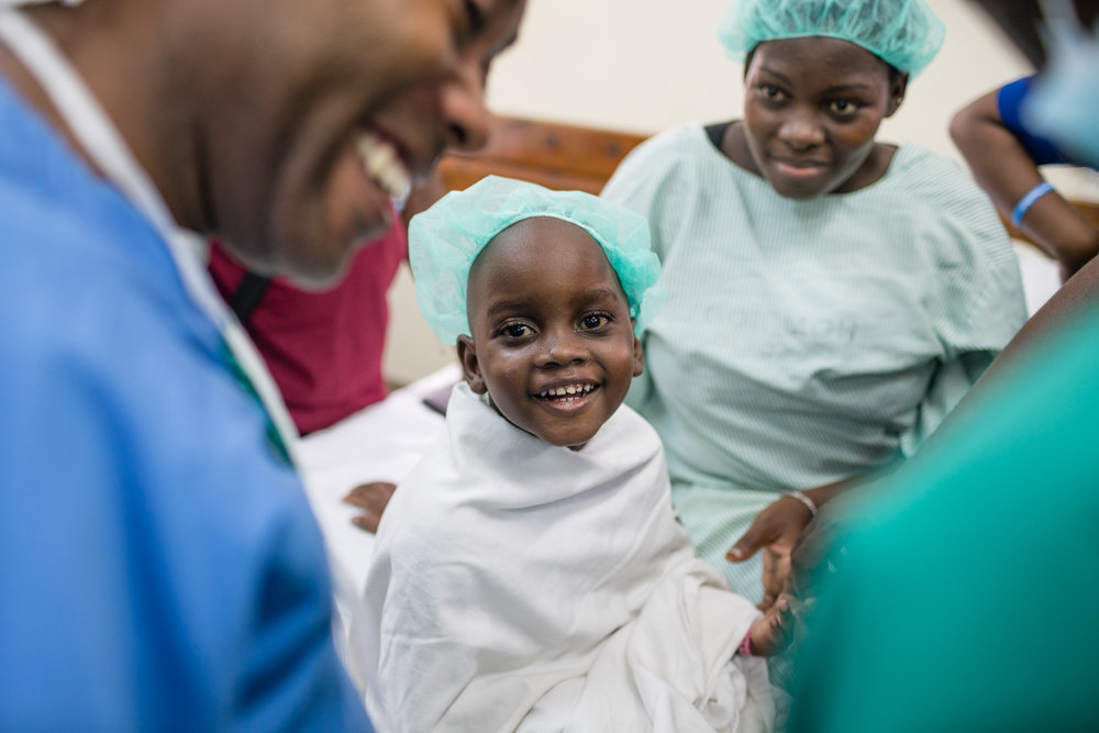 A young girl waiting for plastic surgery in Mombassa, Kenya