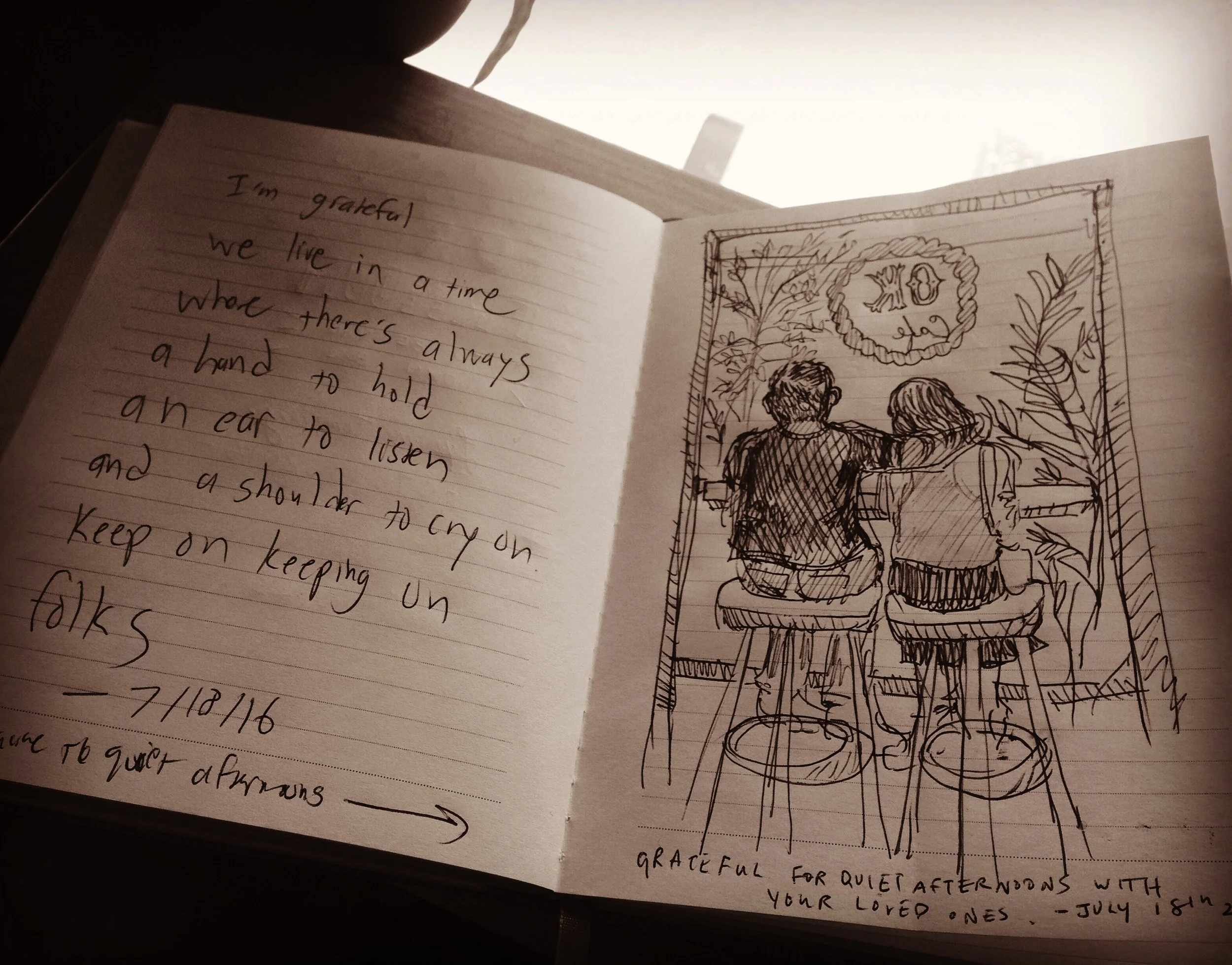 "Grateful for quiet afternoons with your loved ones."