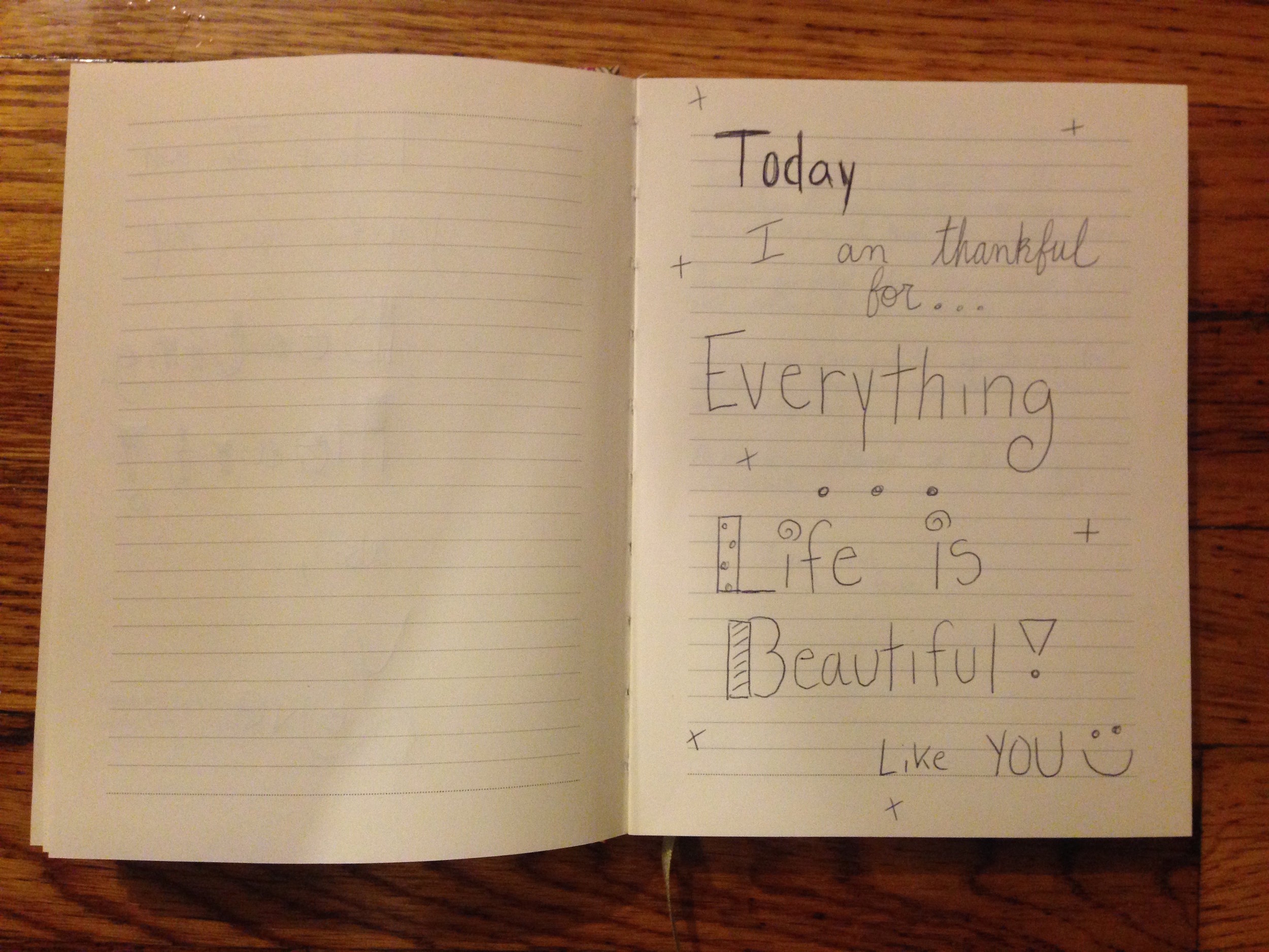 "Today I am grateful for everything...Life is beautiful! Like you:)"