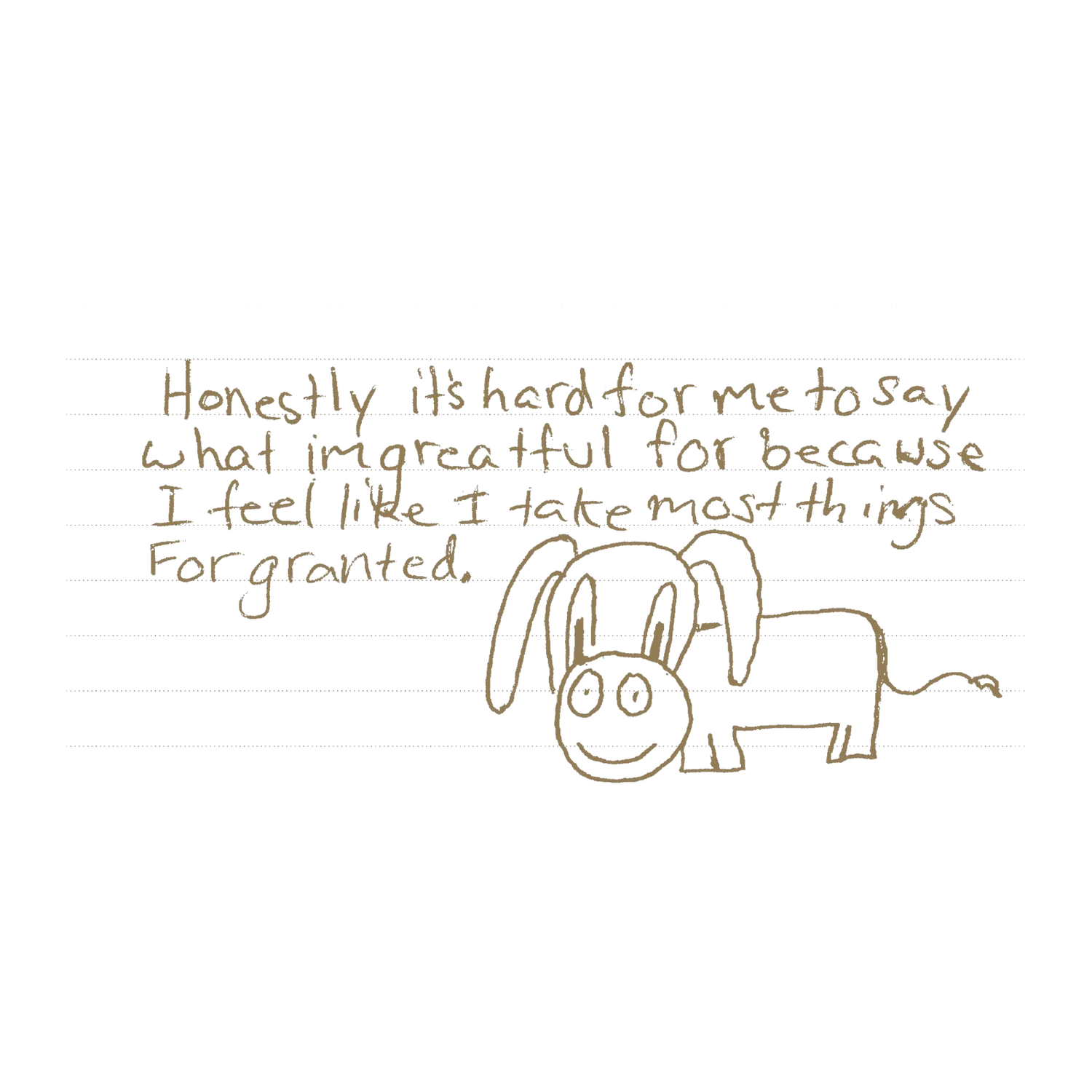 Handwritten gratitude entry from the Grateful Peoples Coffee Table Book
