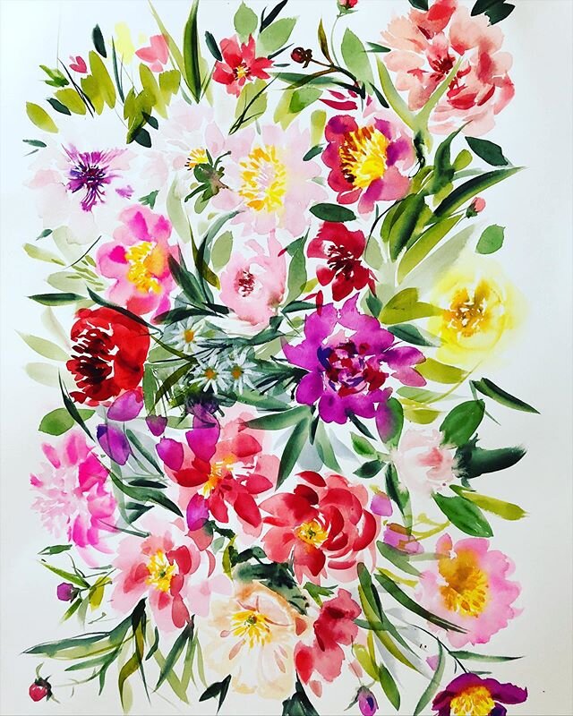Finished pc, peonies. .
.
.
.
.
#watercolor #watercolorpainting #lovepeonies #danielsmithwatercolors #peonies #dsfloral #ihavethisthingwithpink #pinkflashesofdelight #peoniesaremyfavorite #blooms #bloomseason 
#watercolour #howyouhome #floralinspirat