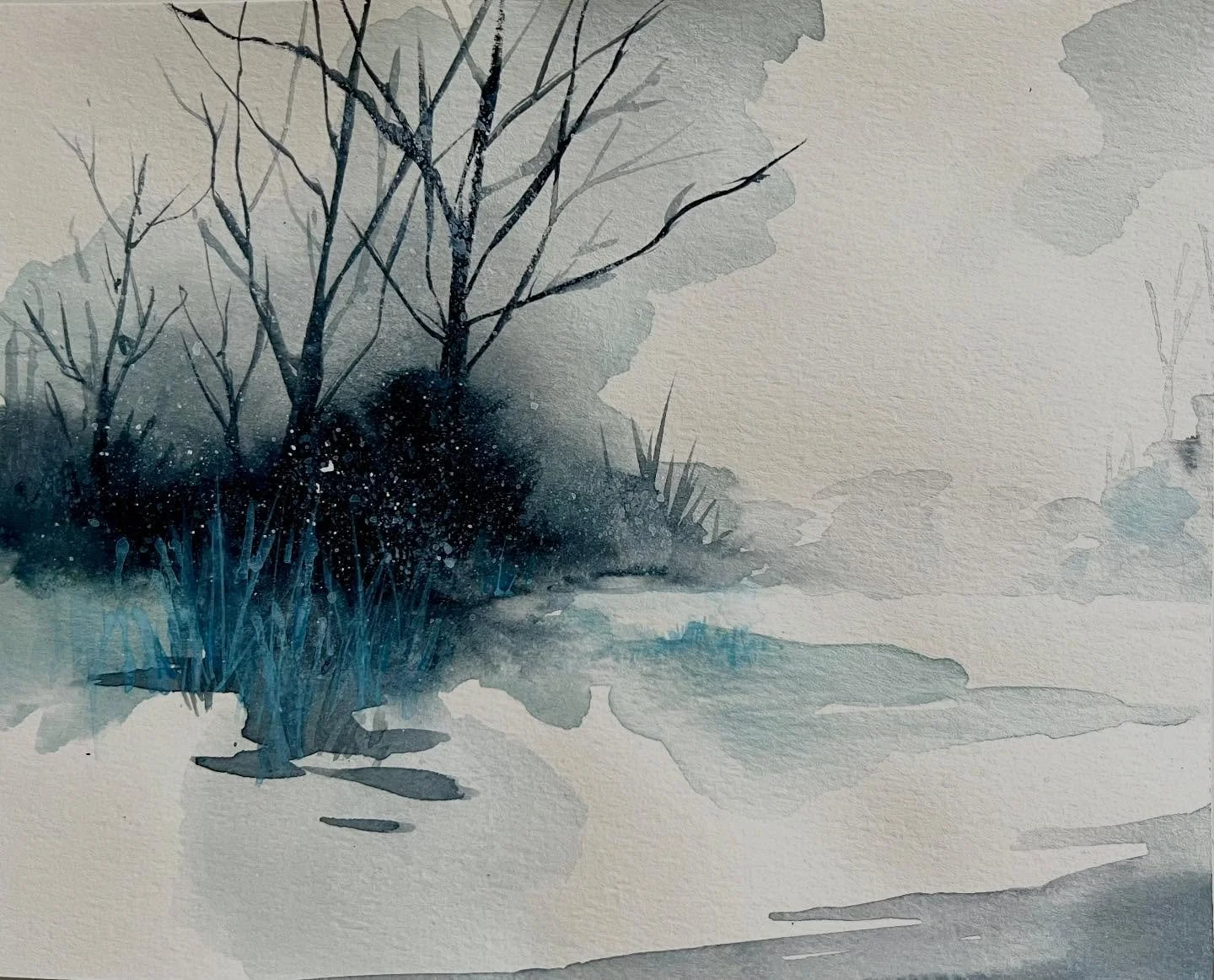 Baby it&rsquo;s cold outside 🎶 
.
.
.
.
.
.
.
#watercolor #watercolour #watercolorpainting #winterscene #landscape