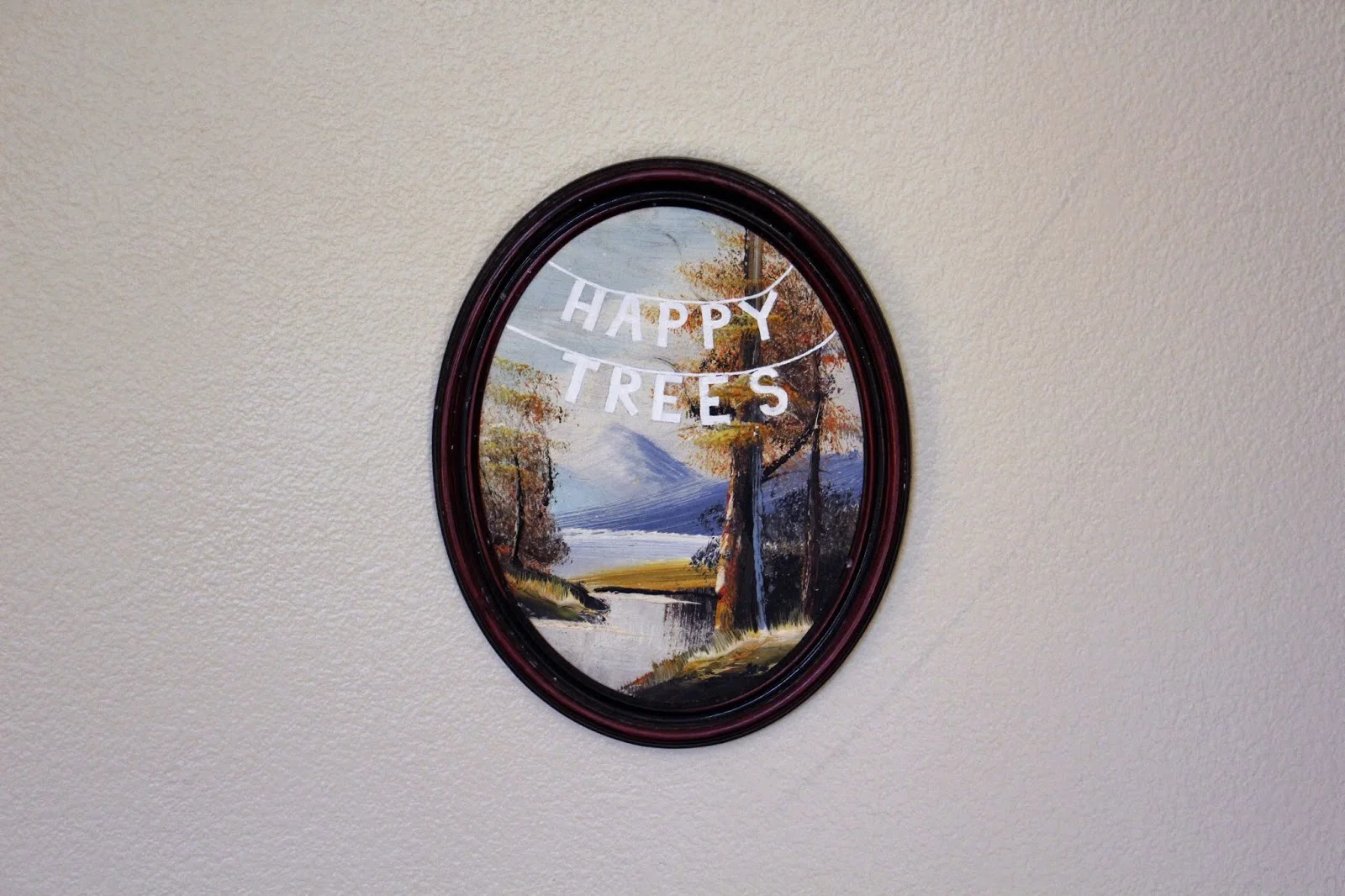 Happy Trees acrylic on found painting 2014 sold