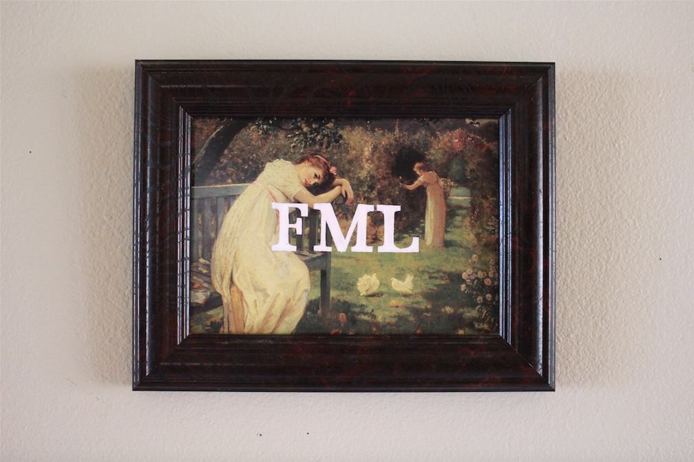 FML acrylic on found painting 2015 sold