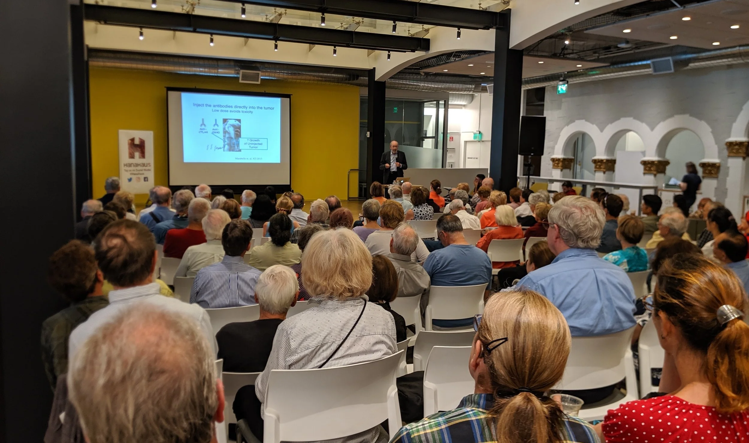 Dr. Ron Levy on our HanaHaus stage explaining the science behind his next big idea.