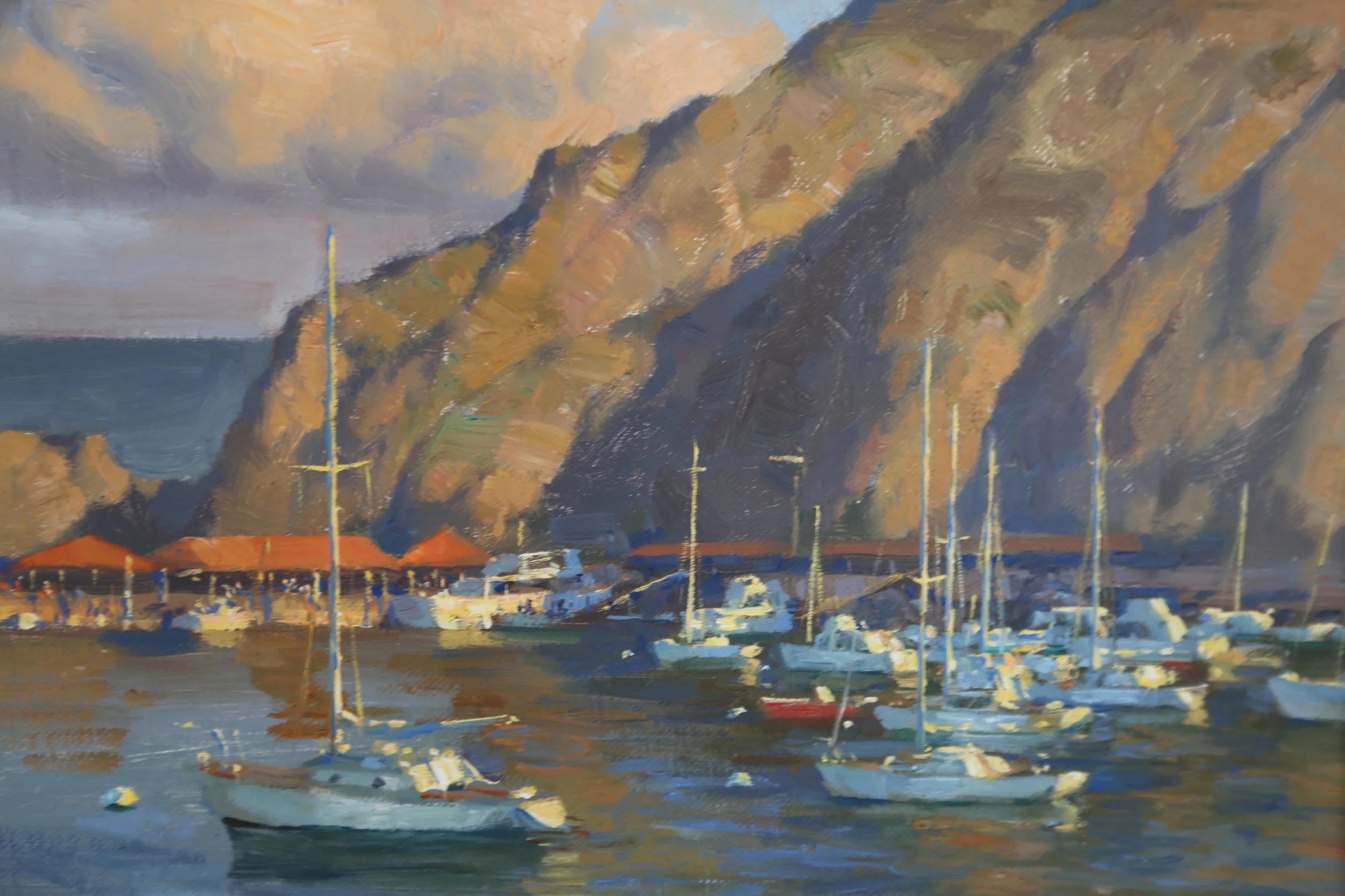   Vans' Camp has been furnished with the same care demonstrated in its renovation, featuring pre-war Catalina Pottery manufactured on the island, original oil paintings depicting island scenes, and restored fixtures and furniture built specifically f