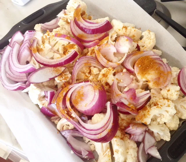 Veggies about to get roasted!