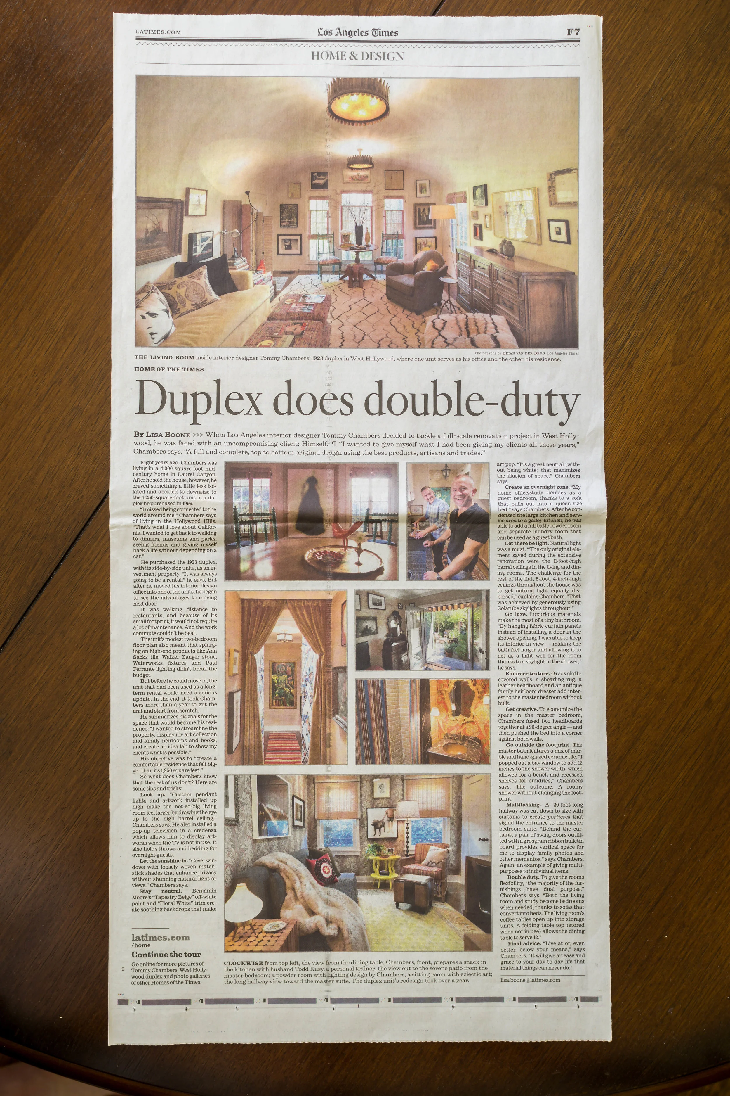 Los Angeles Times "Duplex does double-duty" Newspaper Article