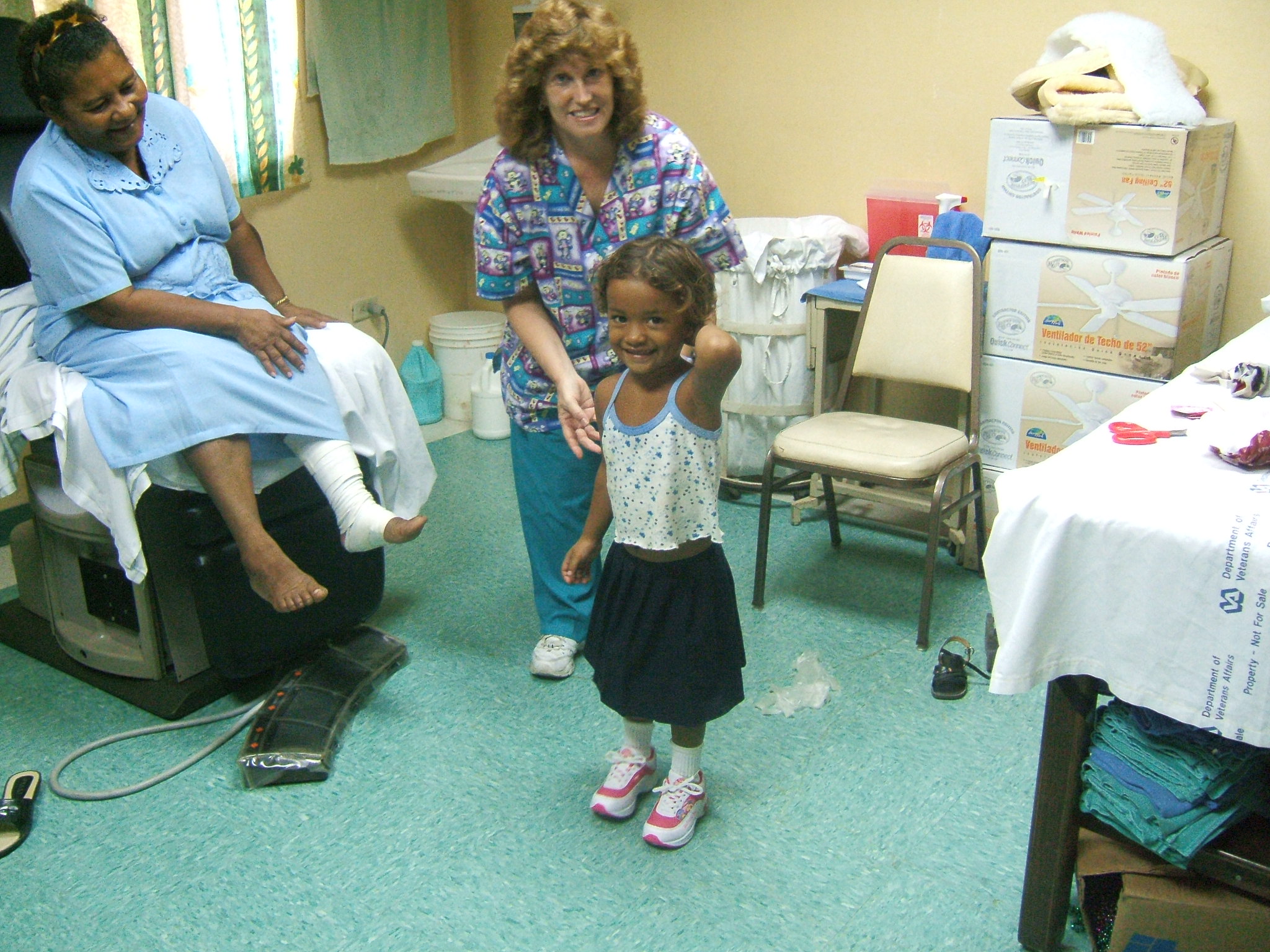  The new shoes that we purchased for this little girl, helped her to hold her feet, in the correct position. As a rewsult she could walk better.&nbsp; 