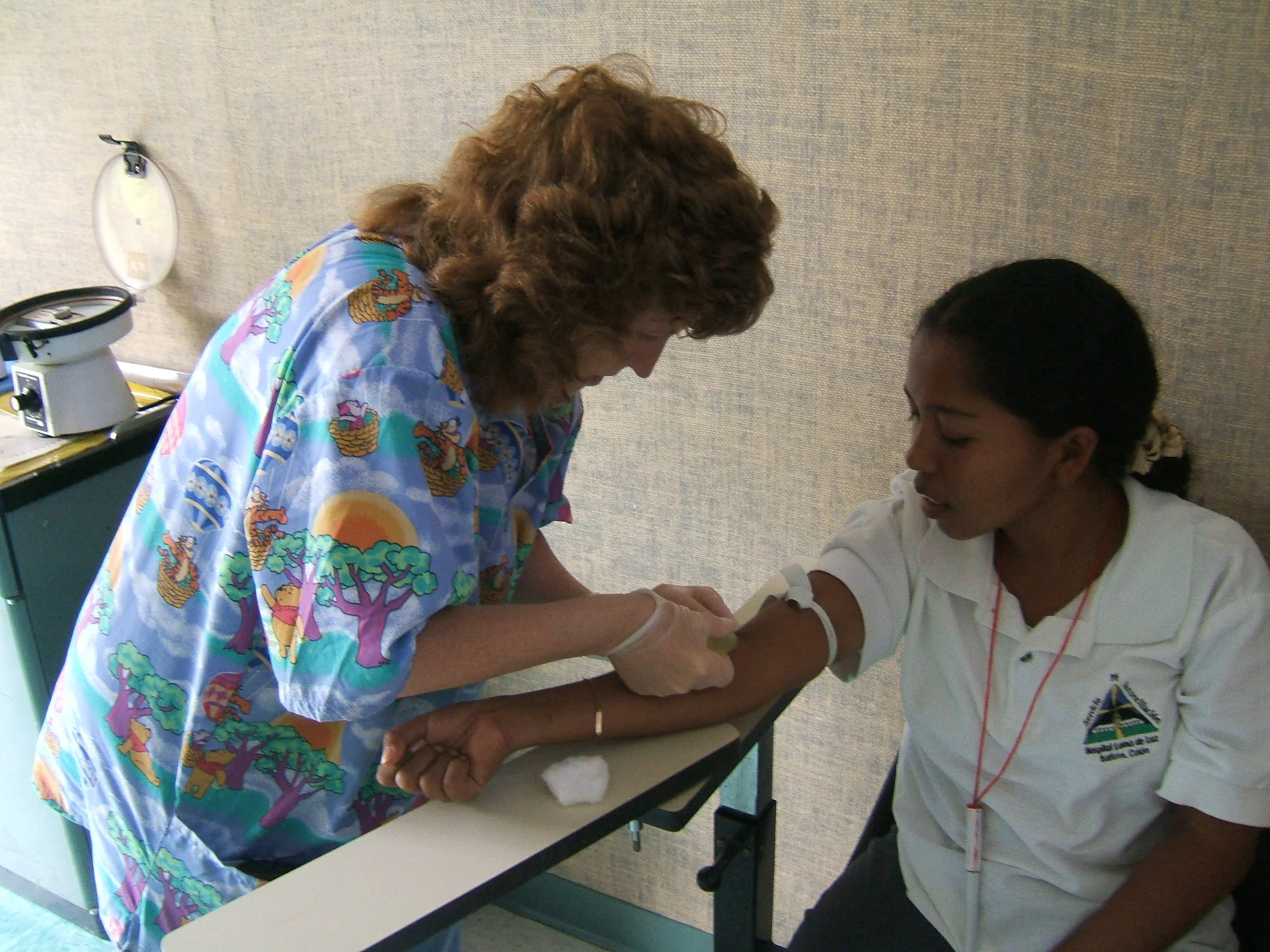 Cindy has learned, many different tasks, while serving at the hospital. One of them is taking blood samples, for analysis by the hospitals lab