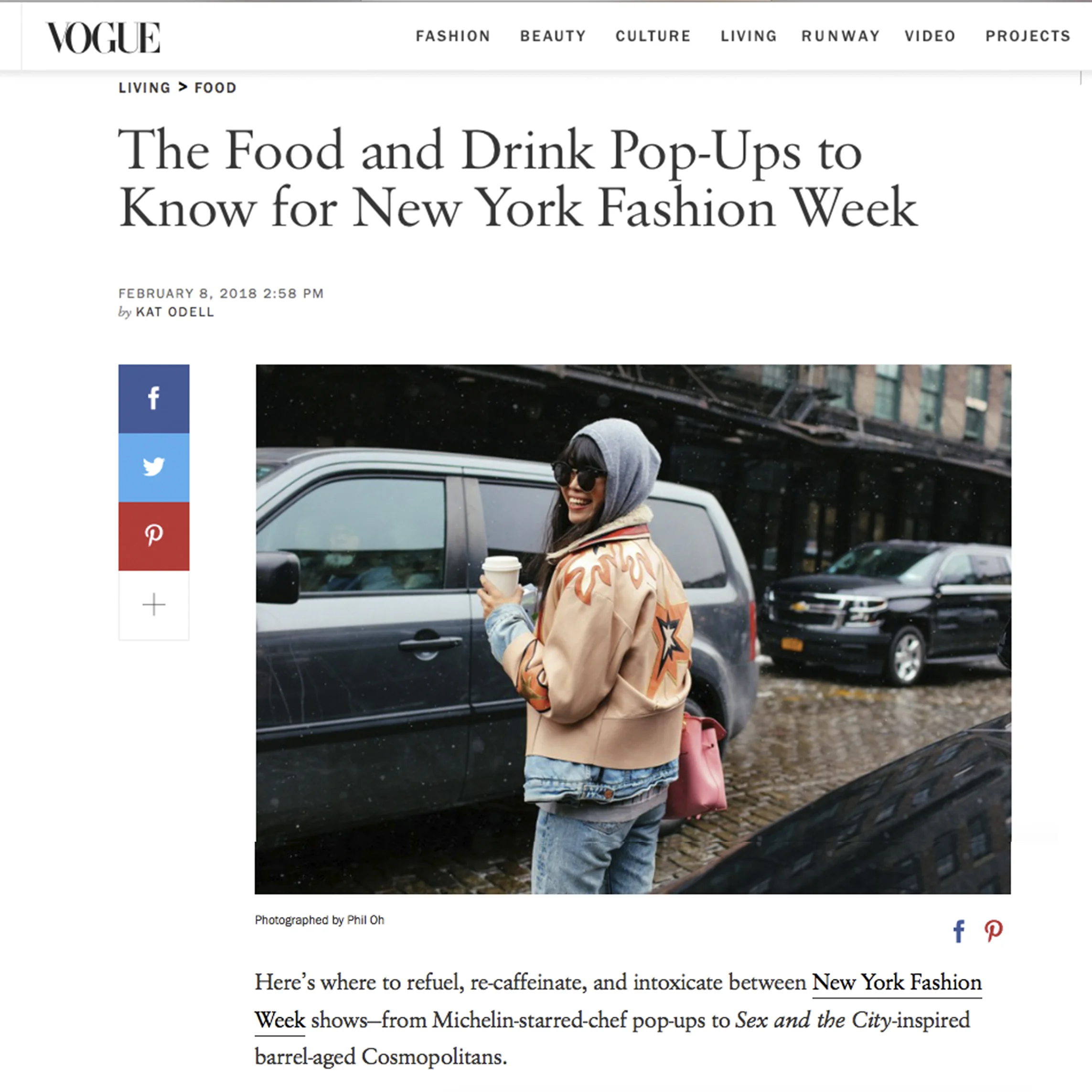 VOGUE: The Food and Drink Pop-Ups to Know for New York Fashion Week