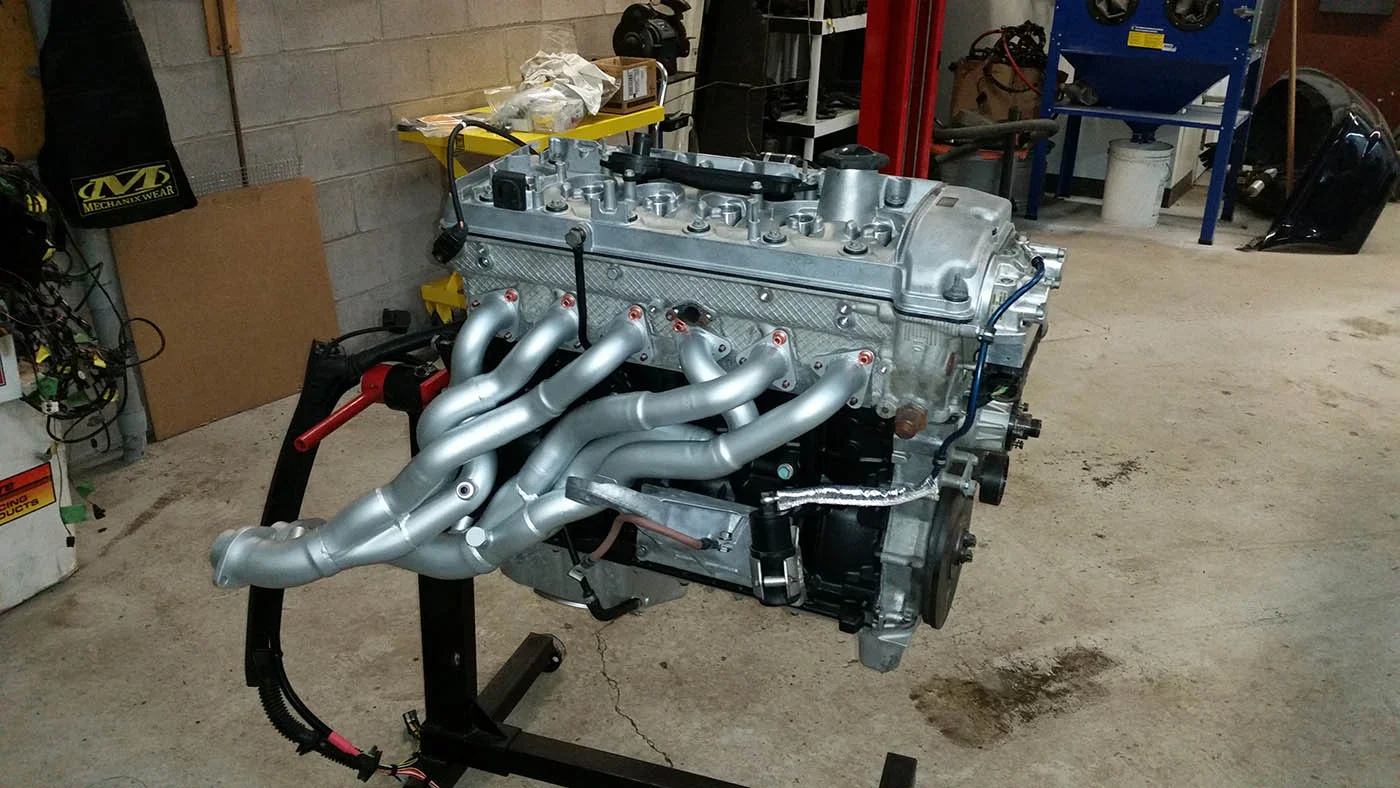 BMW S54 engine from E46 M3 being readied for install