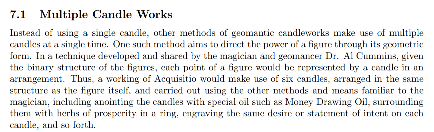 Excerpt from Sam Block 's new text on geomantic magic, Secreti Geomantici , in which he summarises one of my approaches to this sort of figural sorcery. 