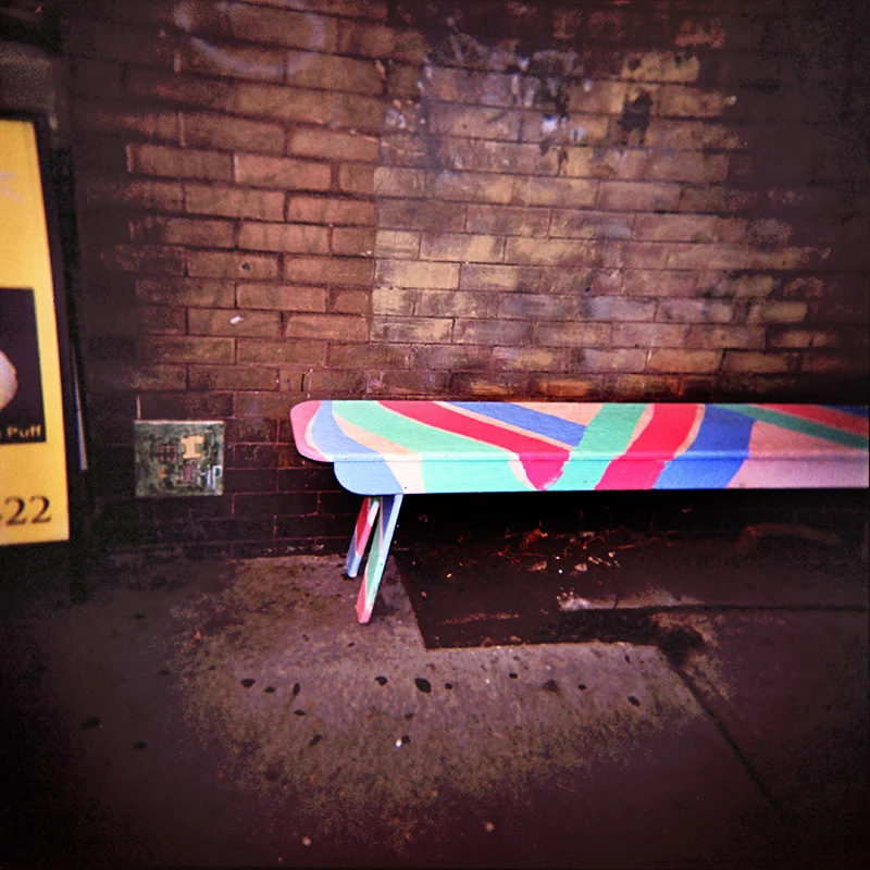 Bench on the street, Vancouver, 2005. Holga film WANRUKEMP.COM