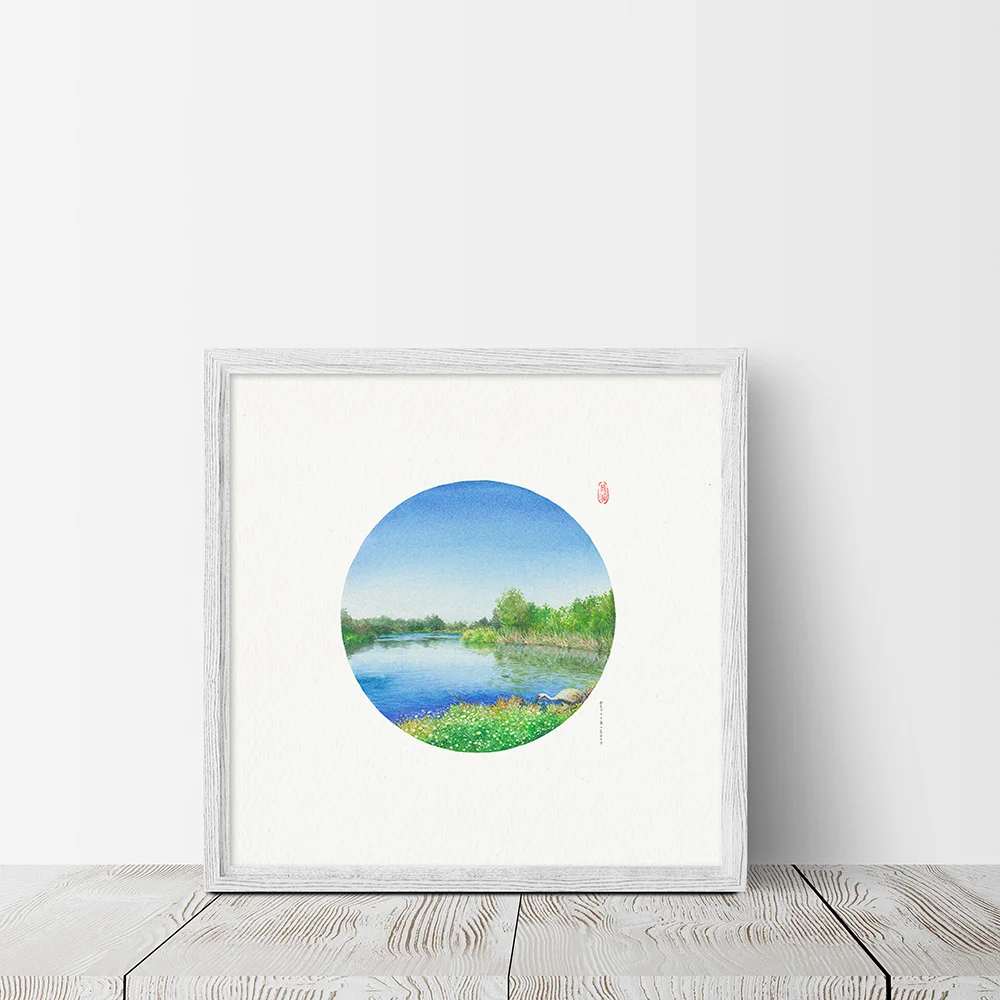 Day 180. Summer Bird Sanctuary, Canadian watercolor landscape WANRUKEMP.COM