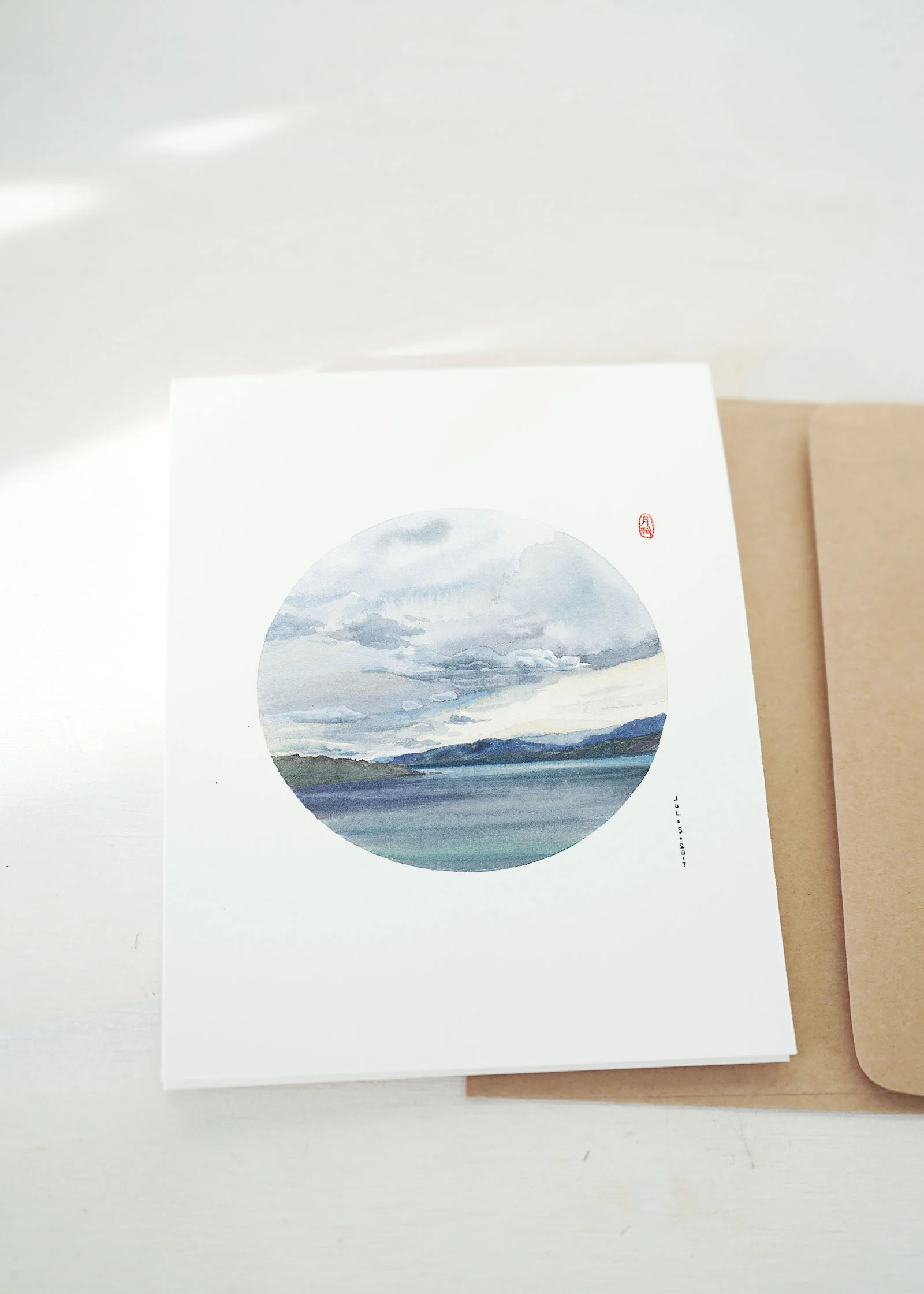 Kalamalka lake watercolor greeting card by WANRU KEMP 4249s.jpg