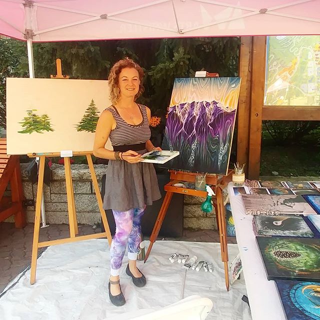 Bliss!! Painting til 4pm today in the middle of Whistler village! Come say hi. :)