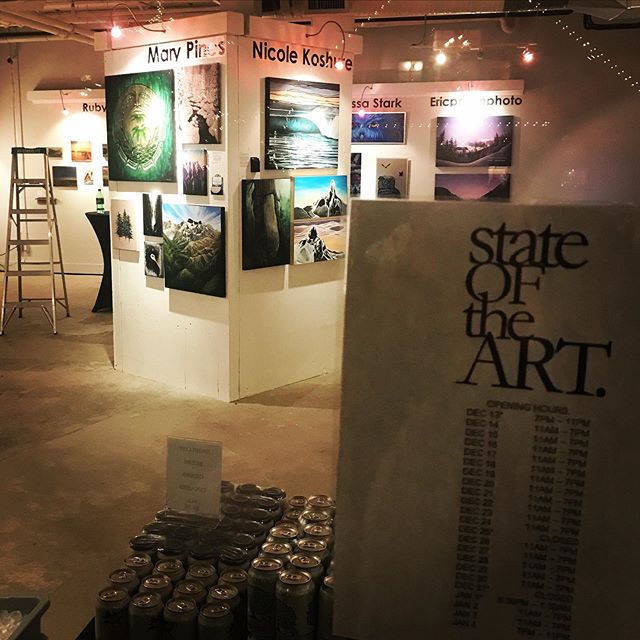 Almost ready to open the doors....to The State of the Art! @stateoftheartgallery

This long-loved, much-spoken-of, juried art show is back in Whistler! From tonight until January 4, come see some incredible art from all over BC! 
Opening: 7pm in Cree