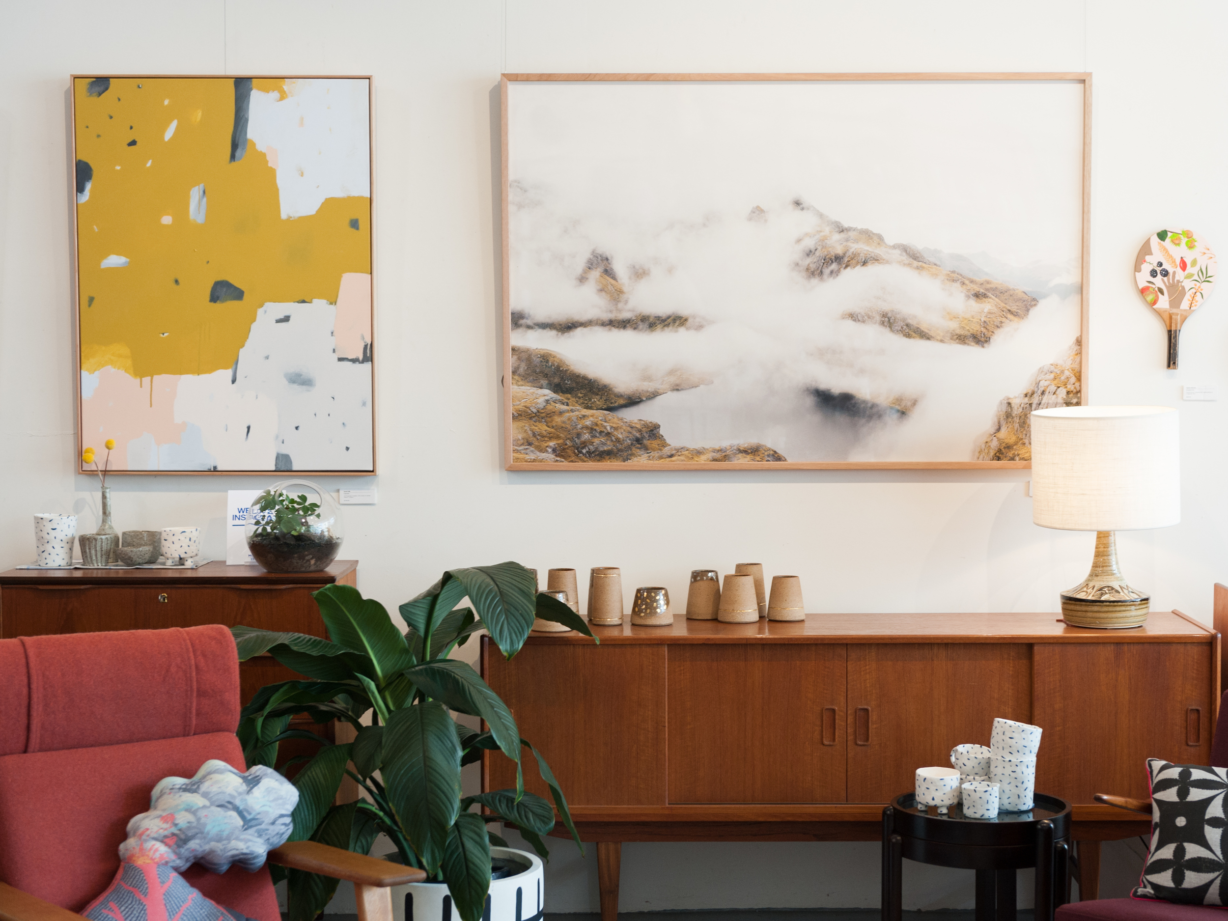Modern Times, Fitzroy. Mid century furniture, a beautiful and large artwork collection and unique hand made ceramic and decorative pieces.