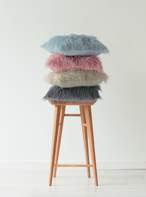 Faux fur cushions by Lorraine Lea