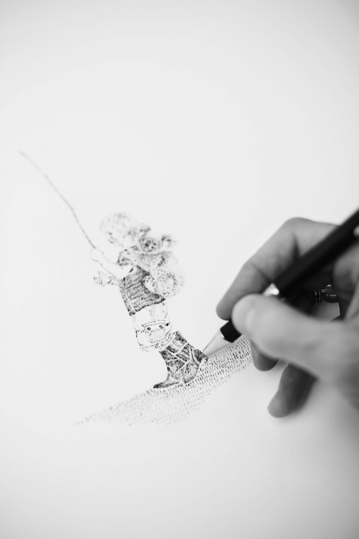 Kate drawing in her studio.
