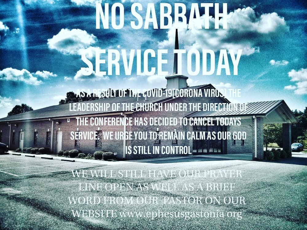Cancellation Sabbath Service/Events for  March 14 2020