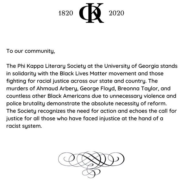 The Phi Kappa Literary Statement Against Police Brutality and Systemic Racism