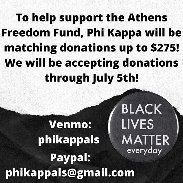 Help us support the Athens Freedom Fund! We will be matching donations up to $275!