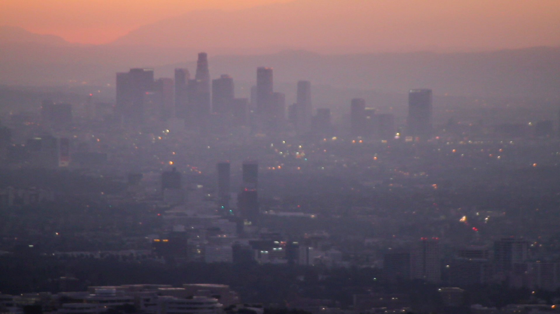Los Angeles Orange Smog over Downtown Skyline