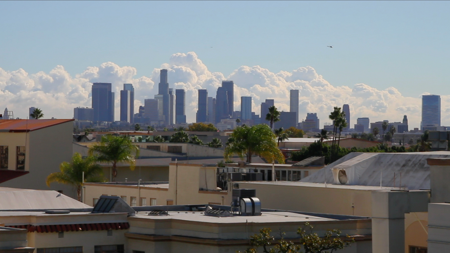 Los Angeles Skyline with Helicopter