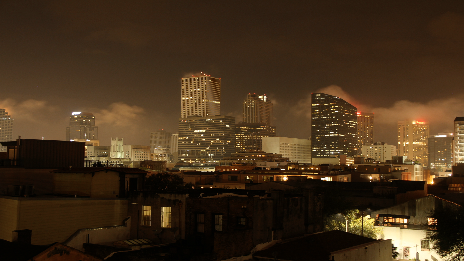 New Orleans Downtown Night Clouds Time-lapse