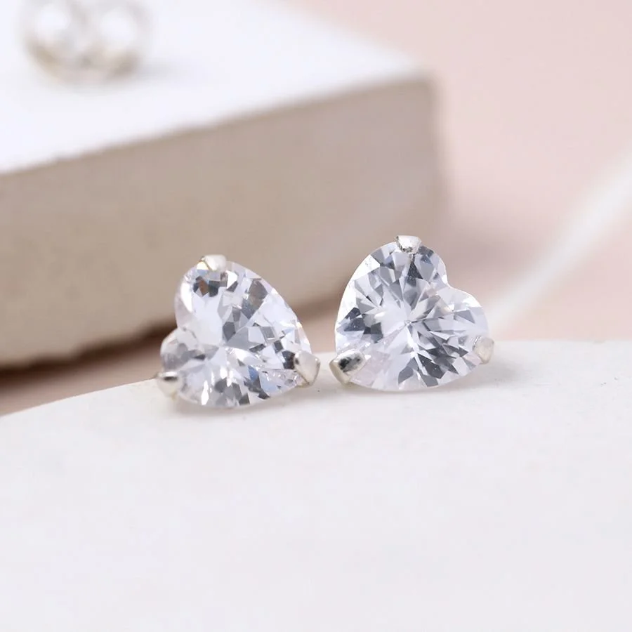Clear Crystal Heart Stud