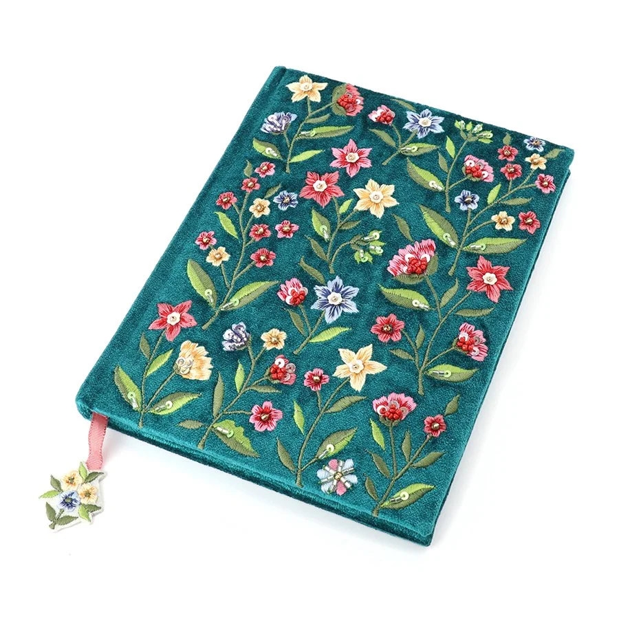 Teal Velvet Floral Notebook