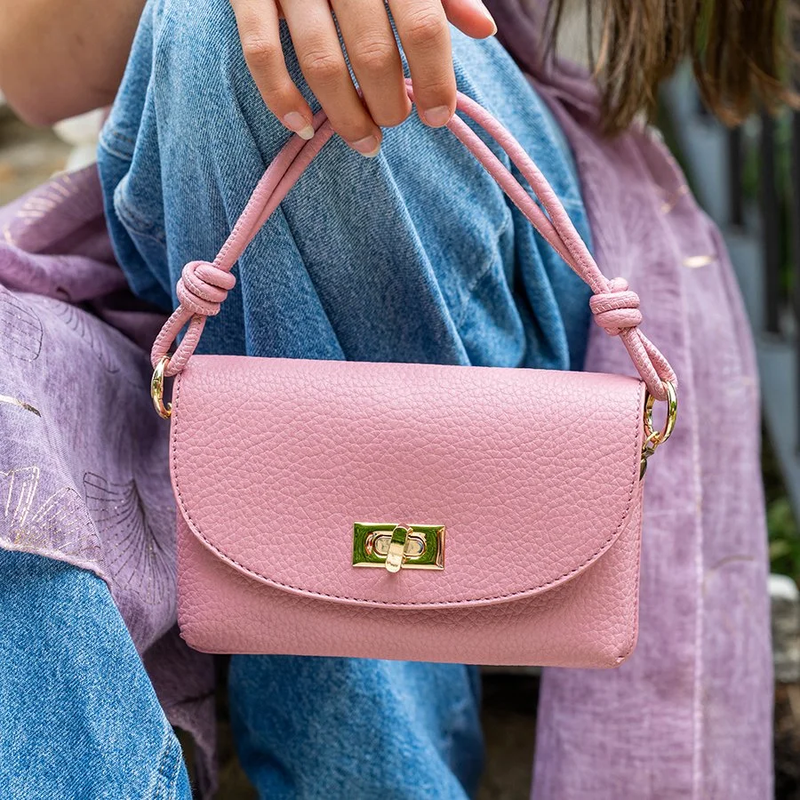 Rose Pink Vegan Leather Mini Bag