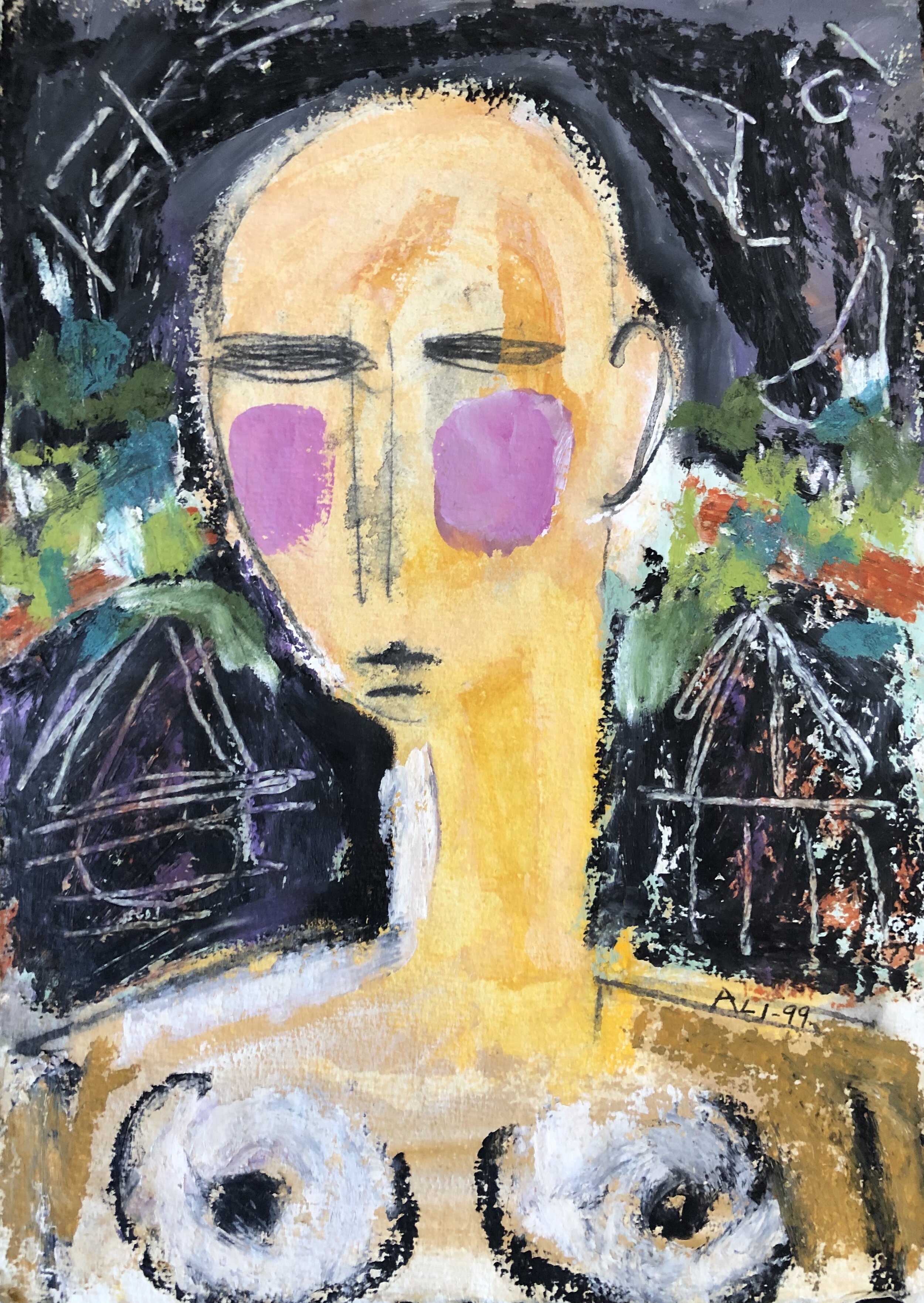 15. Acrylic and oil on paper 9"x 12 "