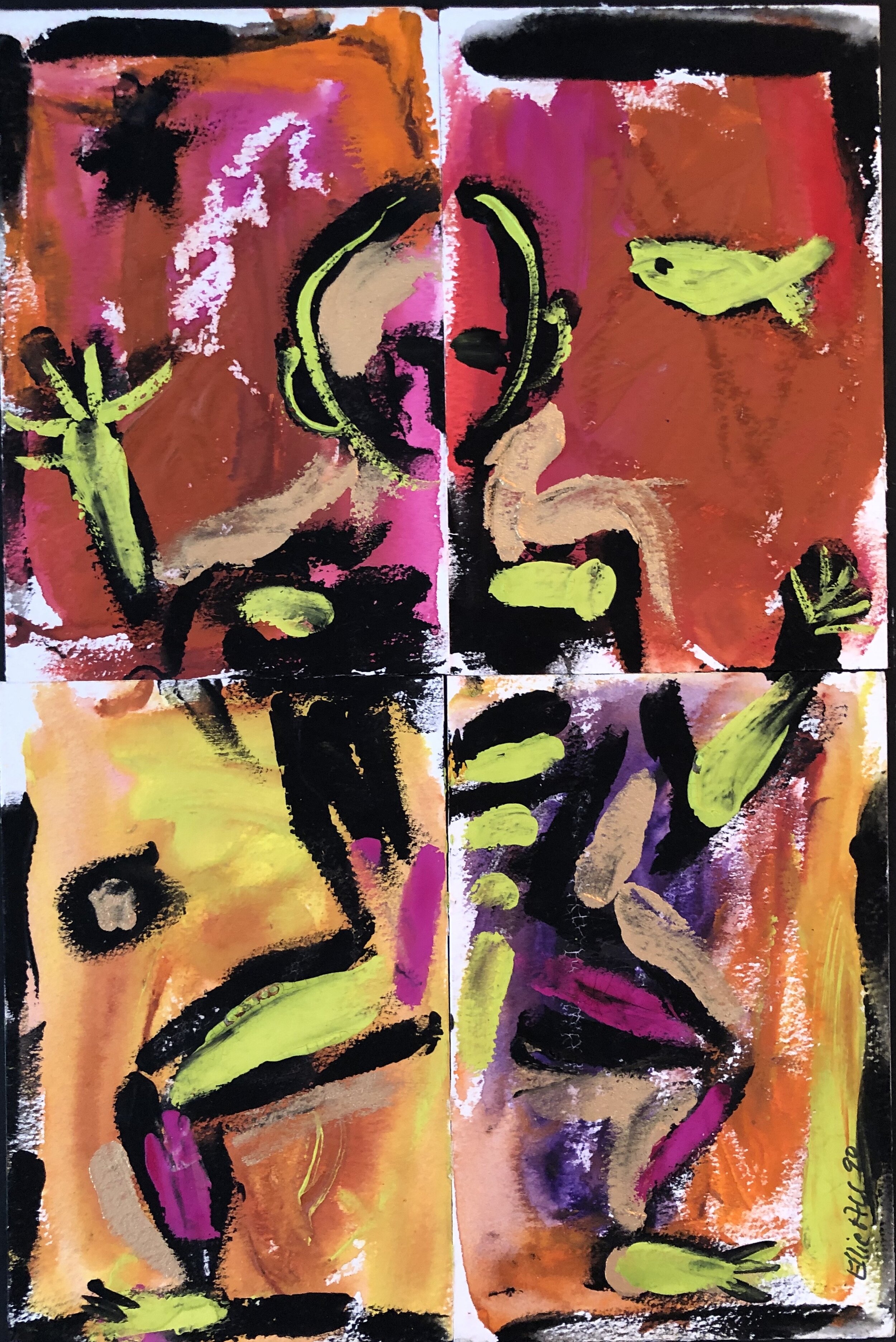 23. Gouache on paper (in 4 pieces ) 9"x12"
