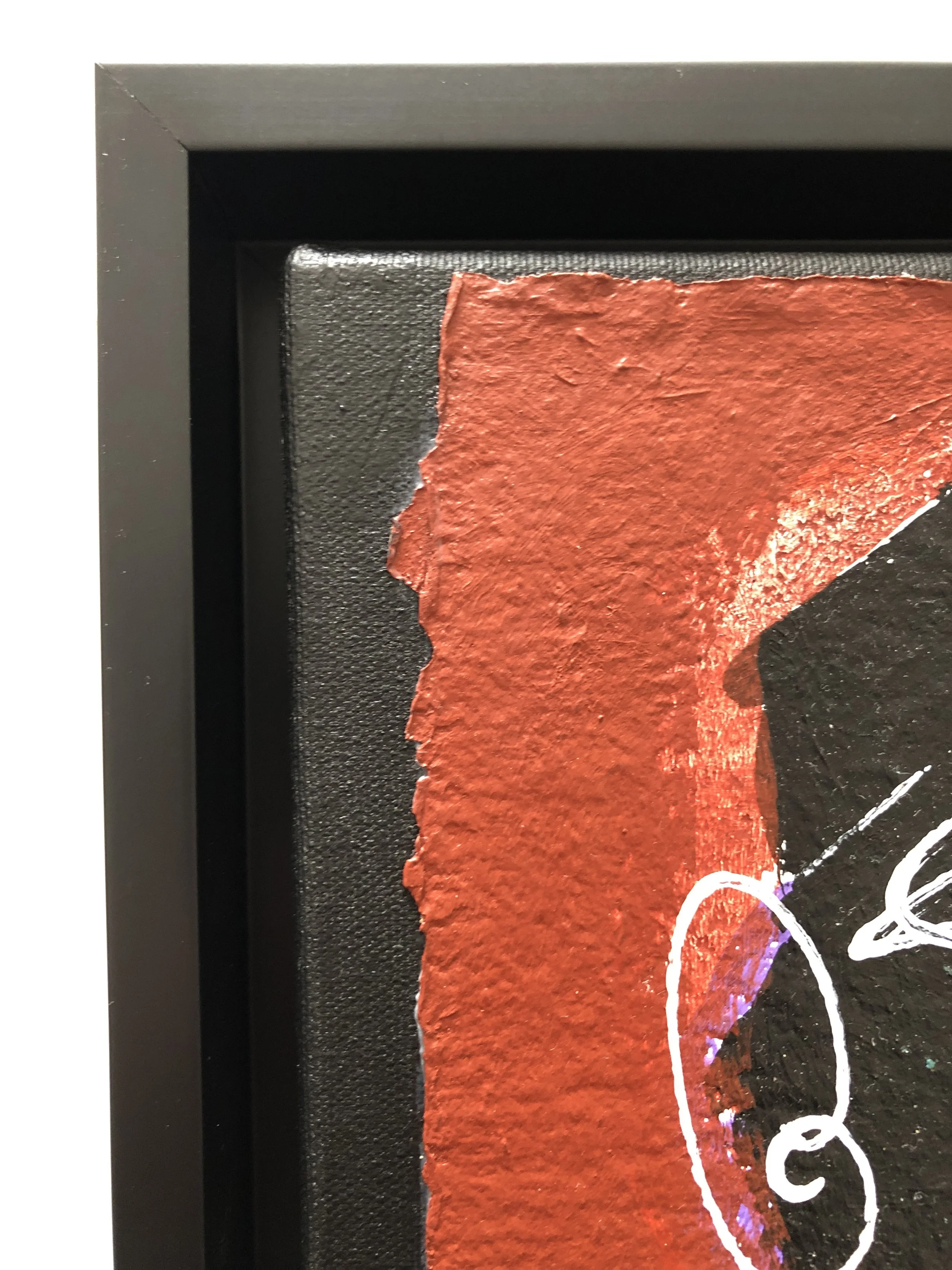  Detail of the elegant black wood floater frame on all of these paintings.  They are ready to hang.  