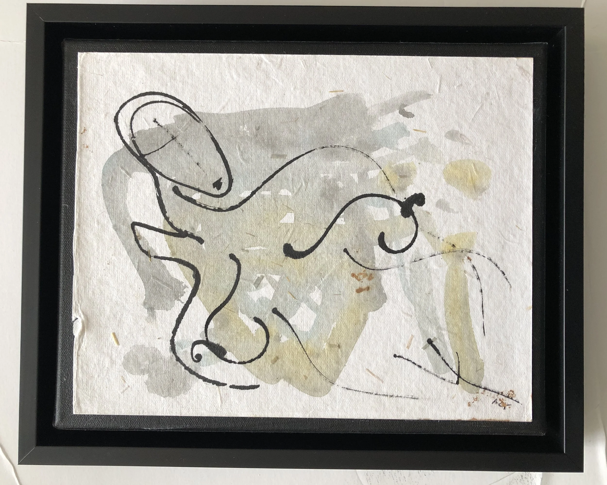  12.  $500 Ink and acrylics on paper  8 1/2” x 11 1/2”   21.5 x 29 cm  Beautifully mounted and framed 