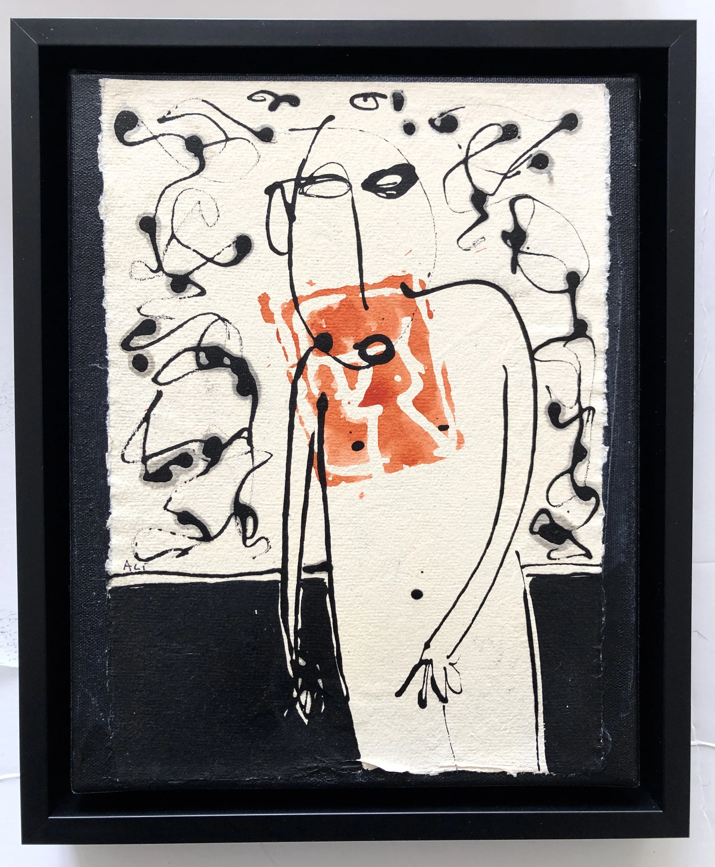  16.  $500 Acrylics/ink on paper    8 1/2” x 11 1/2”   21.5 x 29 cm  Beautifully mounted and framed 