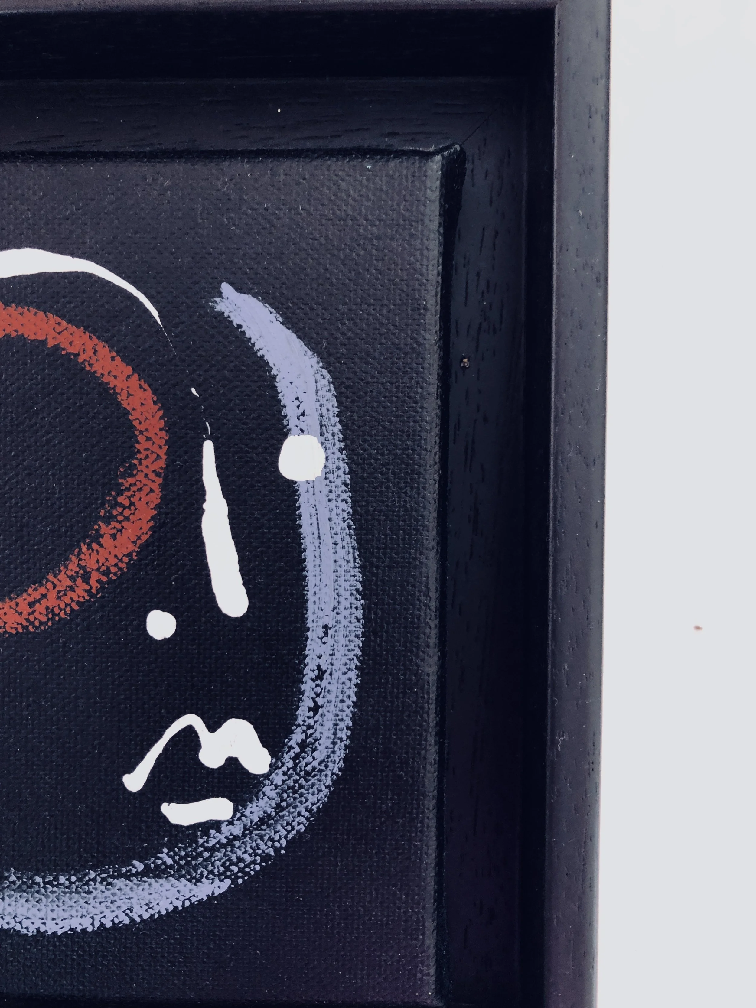  Detail of the elegant black wood floater frame on all of these paintings.  They are ready to hang.  