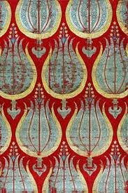 Antique textile with tulip designs
