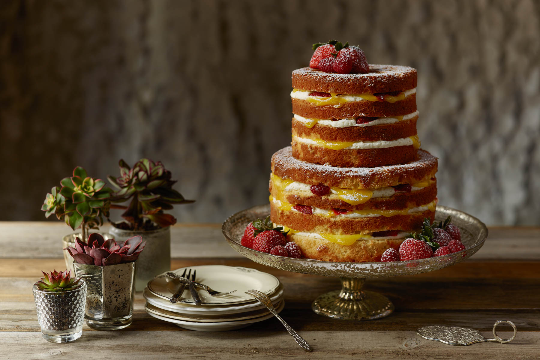 Dolce Layered Cake with Strawberries